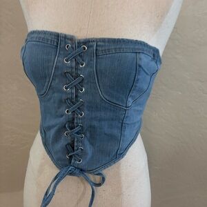 Blue Denim Corset / Bustier Top sz Small